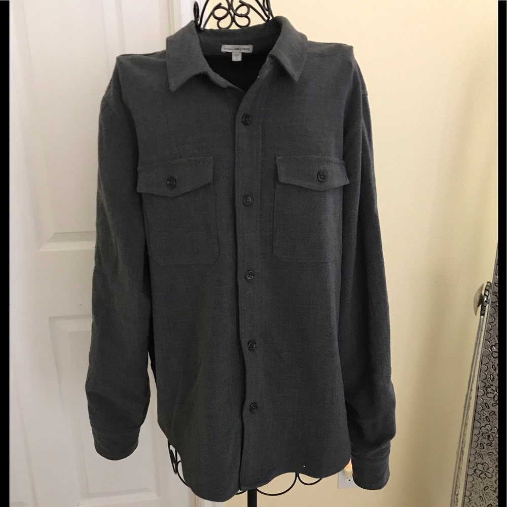 James Perse Gray Brushed Twill Button Jacket Size Medium Button Down Style